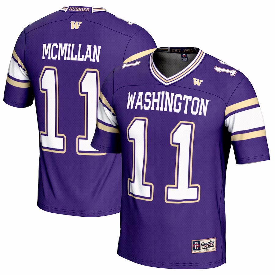 Jalen McMillan Washington Huskies GameDay Greats Youth NIL Player Football Jersey - Purple - Puhuasuan