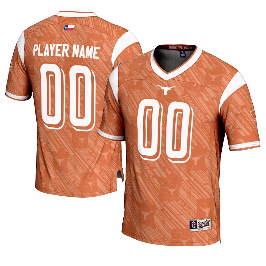 Texas Longhorns GameDay Greats Highlight Print NIL Pick-A-Player Football Jersey - Texas Orange - Puhuasuan