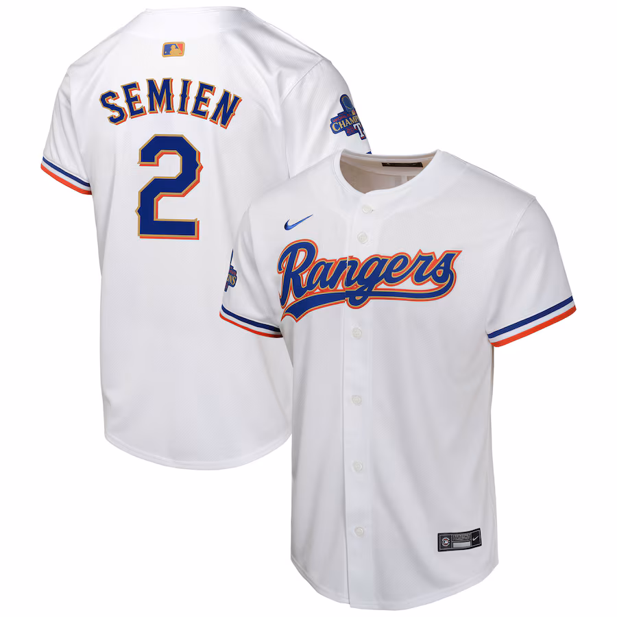 Youth Texas Rangers Marcus Semien Nike White 2024 Gold Collection Limited Player Jersey - Puhuasuan