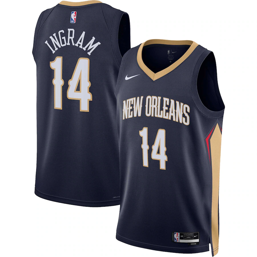 Unisex New Orleans Pelicans Brandon Ingram Nike Navy Swingman Jersey - Icon Edition - Puhuasuan