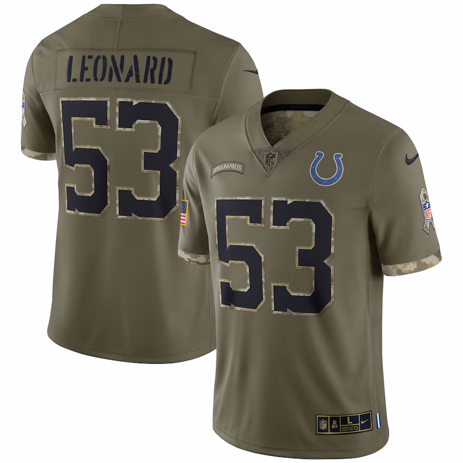Men's Indianapolis Colts Shaquille Leonard Nike Olive Salute To Service Limited Jersey - Puhuasuan