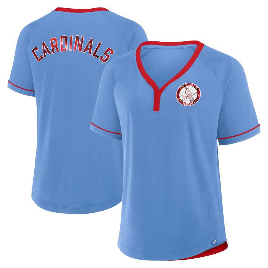 Women's St. Louis Cardinals Fanatics Light Blue Cooperstown Collection League Diva V-Neck T-Shirt - Puhuasuan