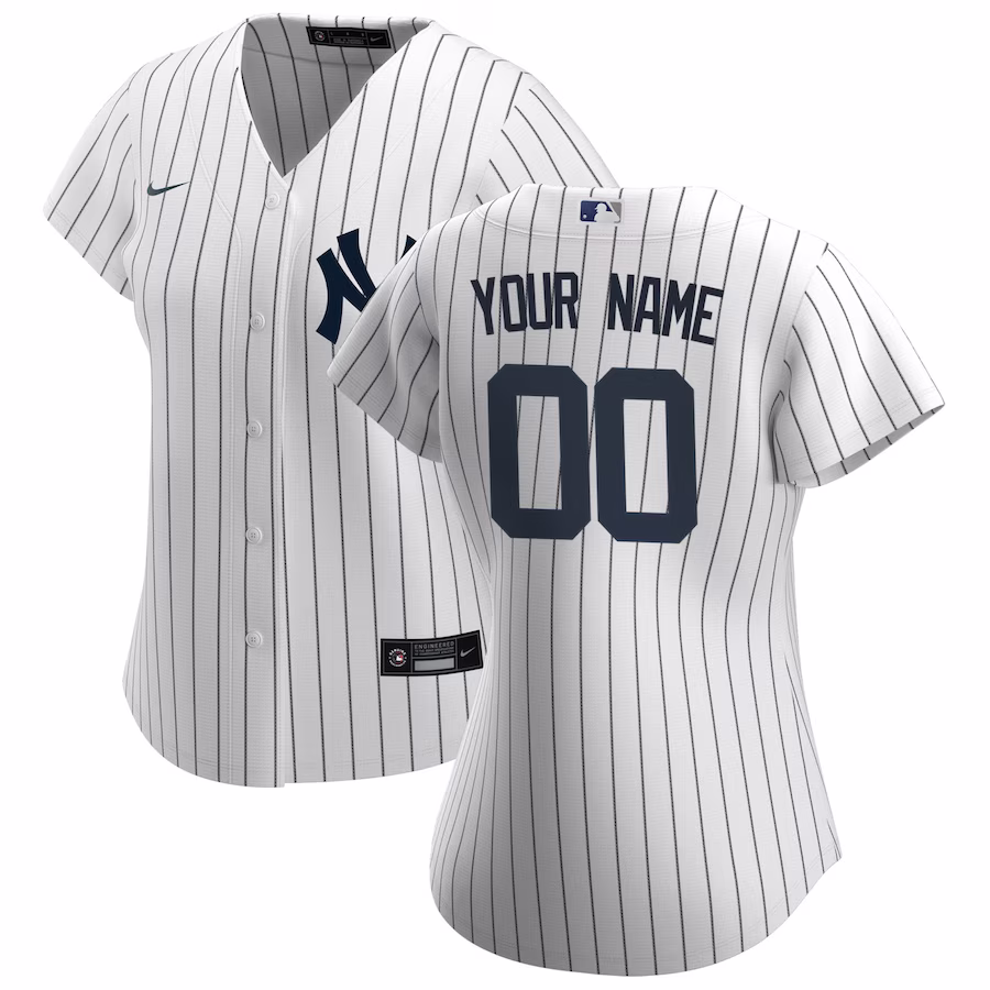 Women's New York Yankees Nike White Home Replica Custom Jersey - Puhuasuan