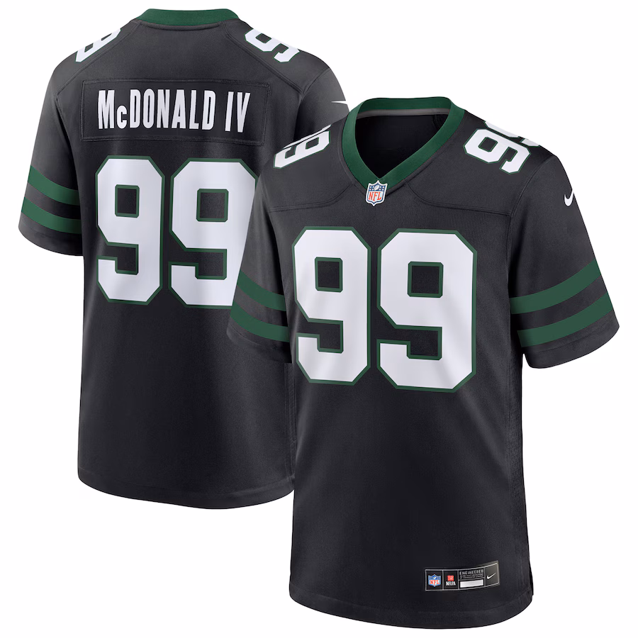 Men's New York Jets Will McDonald IV Nike Legacy Black Alternate Game Jersey - Puhuasuan