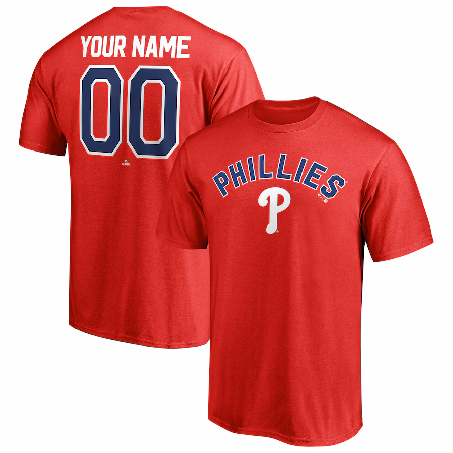 Men's Philadelphia Phillies Red Personalized Team Winning Streak Name & Number T-Shirt - Puhuasuan