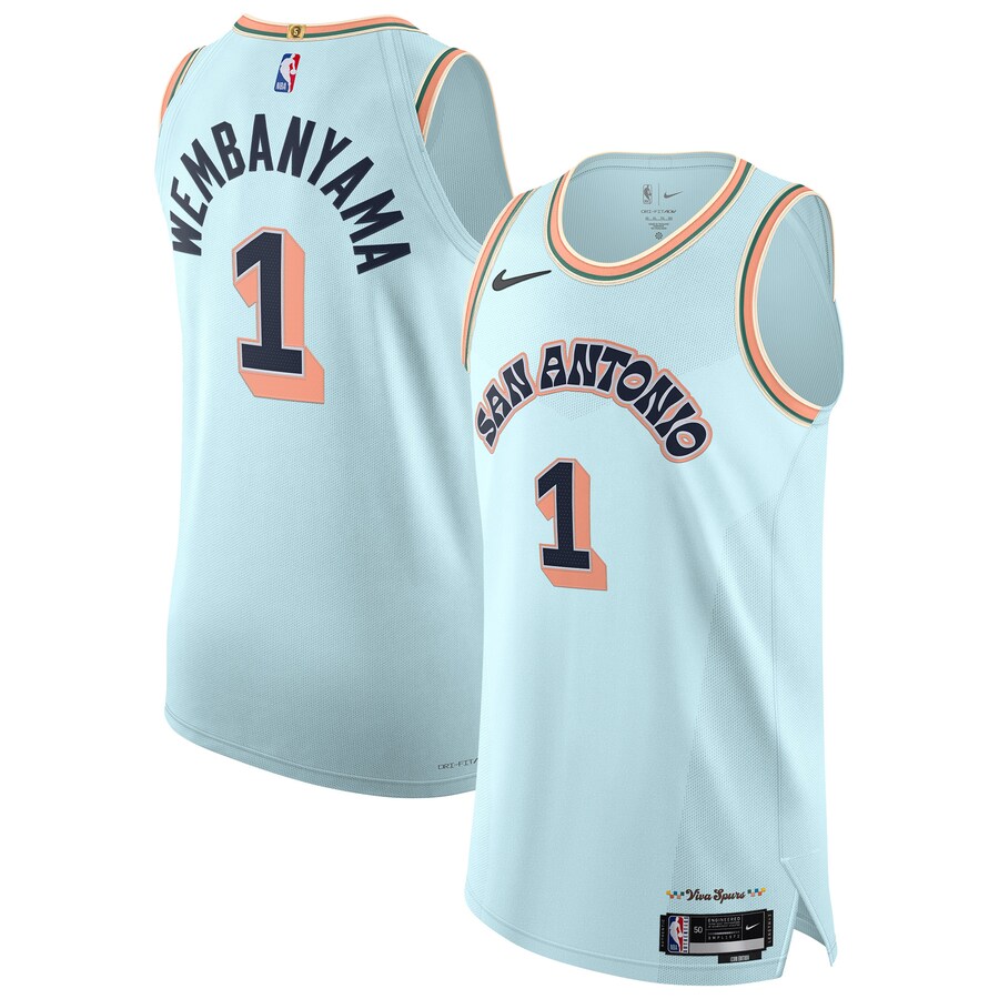 Men's San Antonio Spurs Victor Wembanyama Nike Light Blue 2024/25 Authentic Player Jersey - City Edition - Puhuasuan