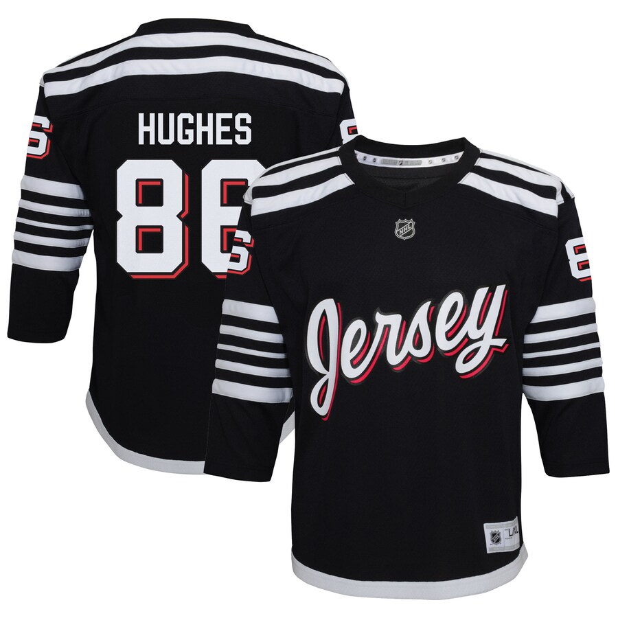 Youth New Jersey Devils Jack Hughes Black Alternate Replica Player Jersey - Puhuasuan