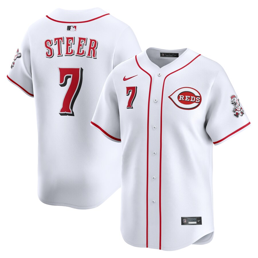 Men's Cincinnati Reds Spencer Steer Nike White Alternate Limited Player Jersey - Puhuasuan