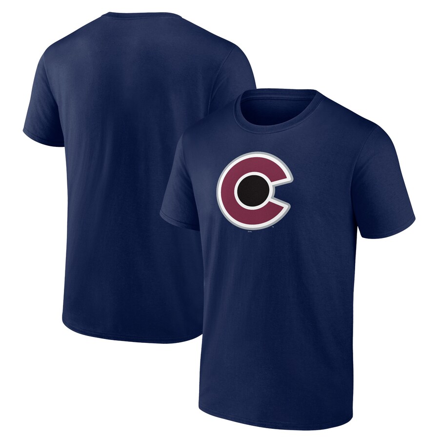 Men's Colorado Avalanche Navy Shoulder Patch Logo T-Shirt - Puhuasuan