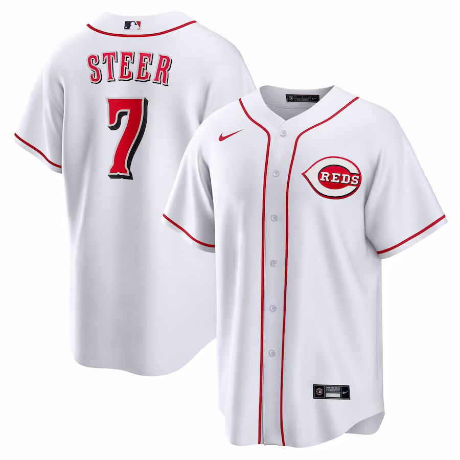 Men's Cincinnati Reds Spencer Steer Nike White Home Replica Jersey - Puhuasuan