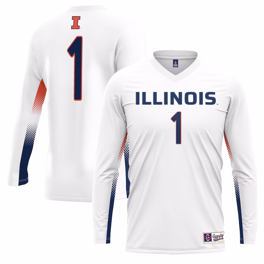 #1 Illinois Fighting Illini GameDay Greats Unisex Lightweight Volleyball Jersey - White - Puhuasuan
