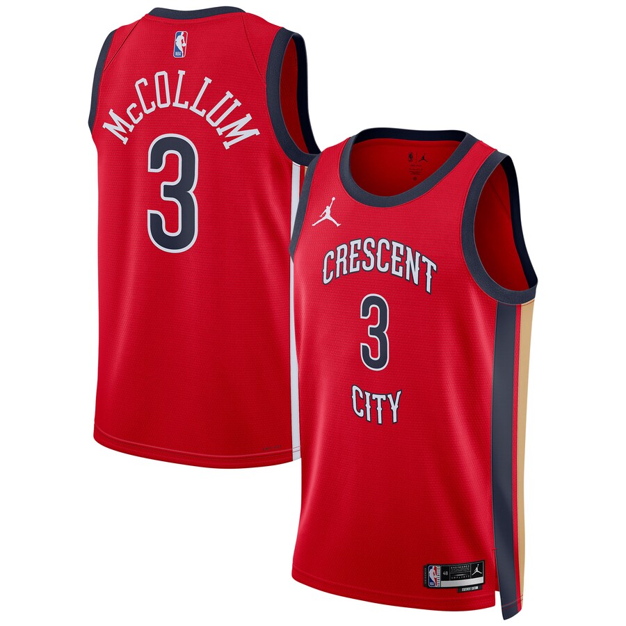 Unisex New Orleans Pelicans CJ McCollum Jordan Brand Red Swingman Jersey - Statement Edition - Puhuasuan