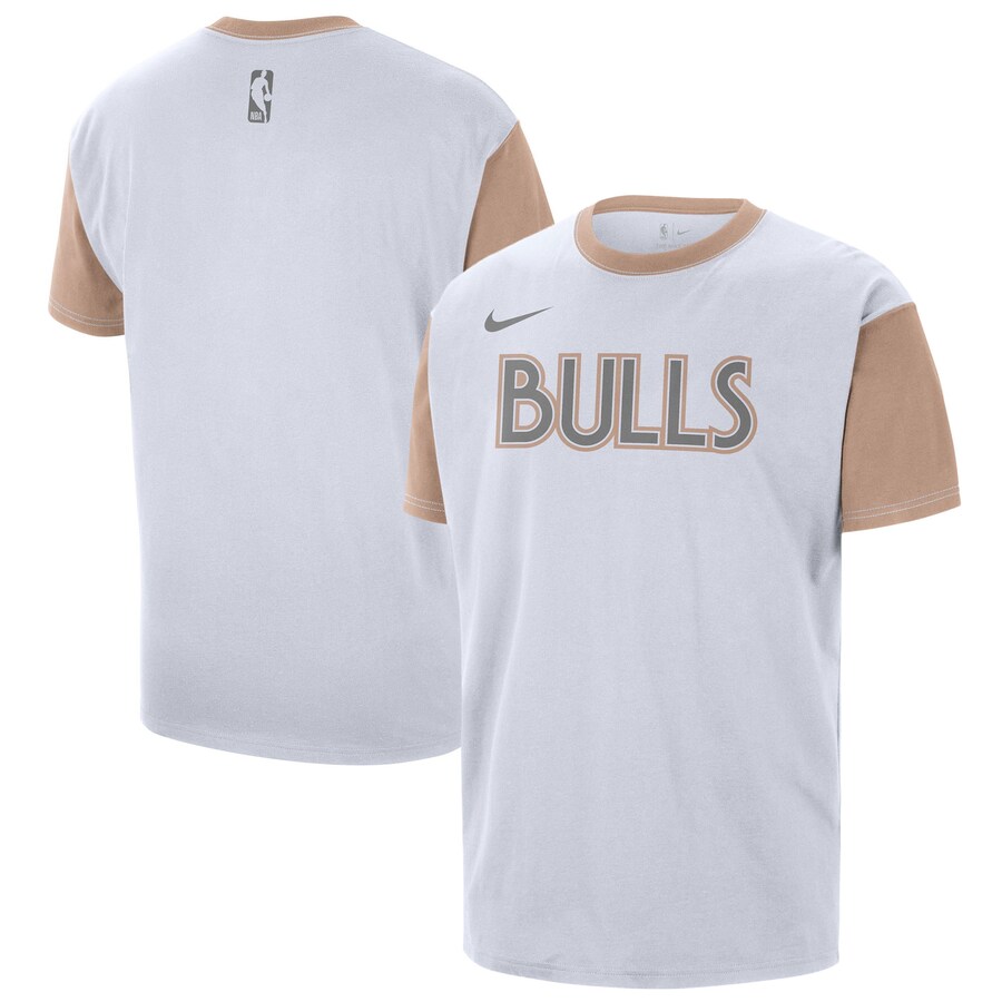 Men's Chicago Bulls Nike White 2024/25 City Edition Courtside Color Block T-Shirt - Puhuasuan