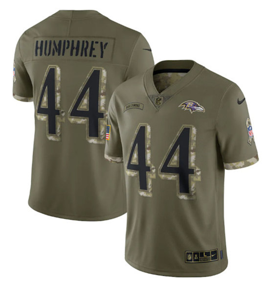 Men's Baltimore Ravens #44 Marlon Humphrey 2022 Olive Salute To Service Limited Stitched Jersey - Puhuasuan