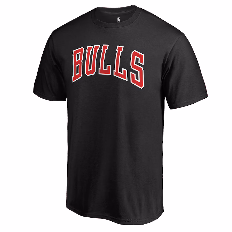 Men's Chicago Bulls Black Primary Wordmark T-Shirt - Puhuasuan