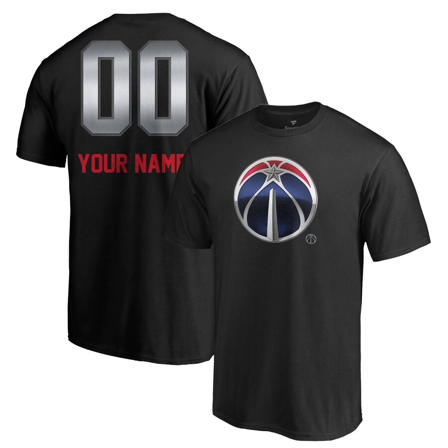 Men's Washington Wizards Black Midnight Mascot Personalized Name & Number T-Shirt - Puhuasuan