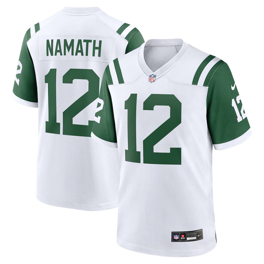 Men's New York Jets Joe Namath Nike White Classic Alternate Retired Player Game Jersey - Puhuasuan