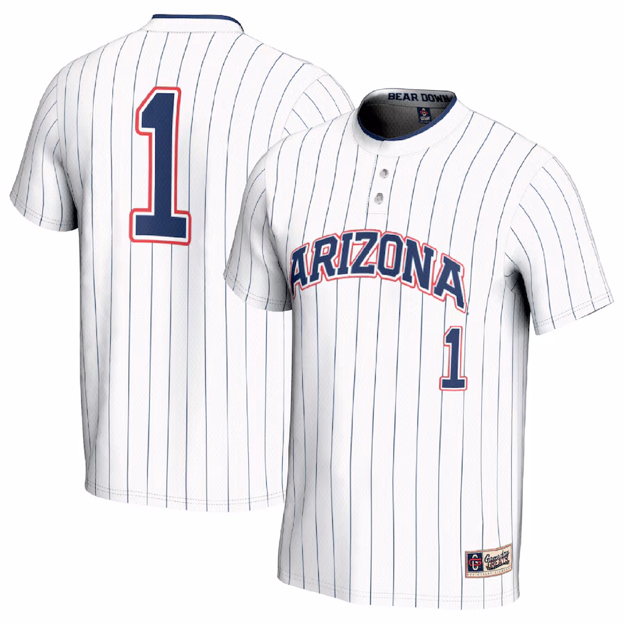 Unisex GameDay Greats #1 White Arizona Wildcats Lightweight Softball Fashion Jersey - Puhuasuan