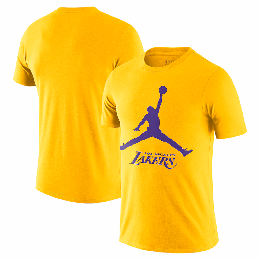 Men's Los Angeles Lakers Nike Gold Essential Jumpman T-Shirt - Puhuasuan