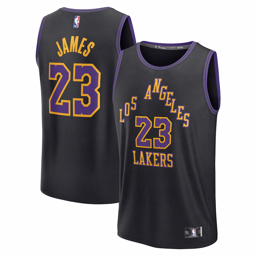 Men's Los Angeles Lakers LeBron James Fanatics Black Fast Break Jersey - City Edition - Puhuasuan