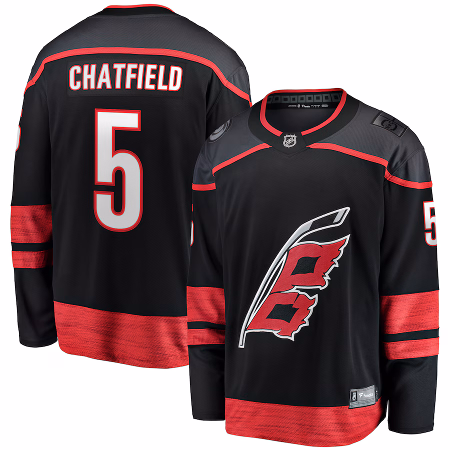 Men's Carolina Hurricanes Jalen Chatfield Fanatics Black Home Premier Breakaway Player Jersey - Puhuasuan