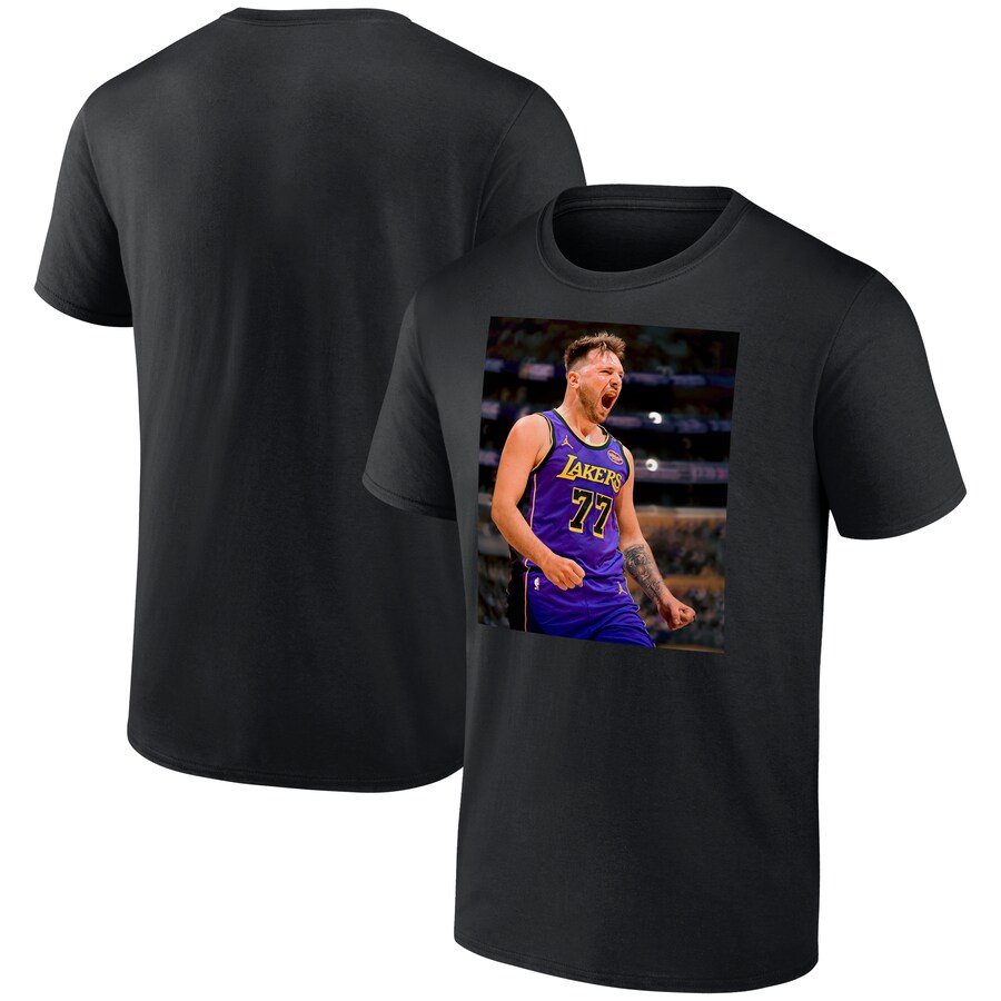 Men's Los Angeles Lakers Luka Don?i? Black Game Frames T-Shirt - Puhuasuan