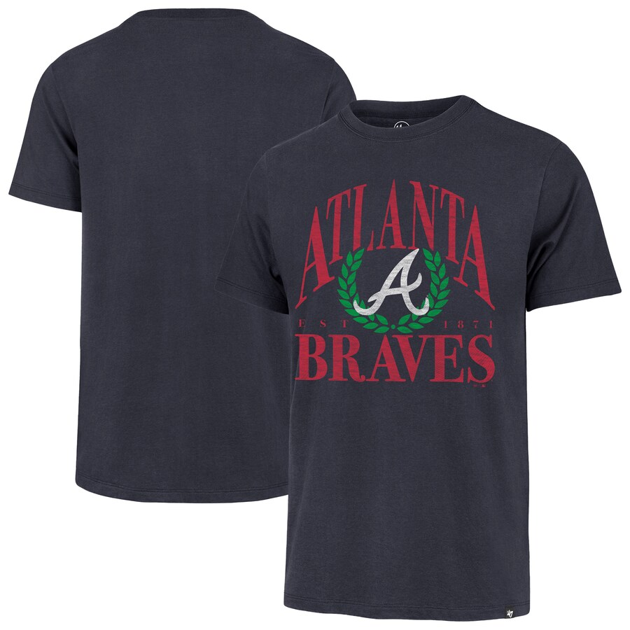 Men's Atlanta Braves '47 Navy Pitchout Franklin T-Shirt - Puhuasuan