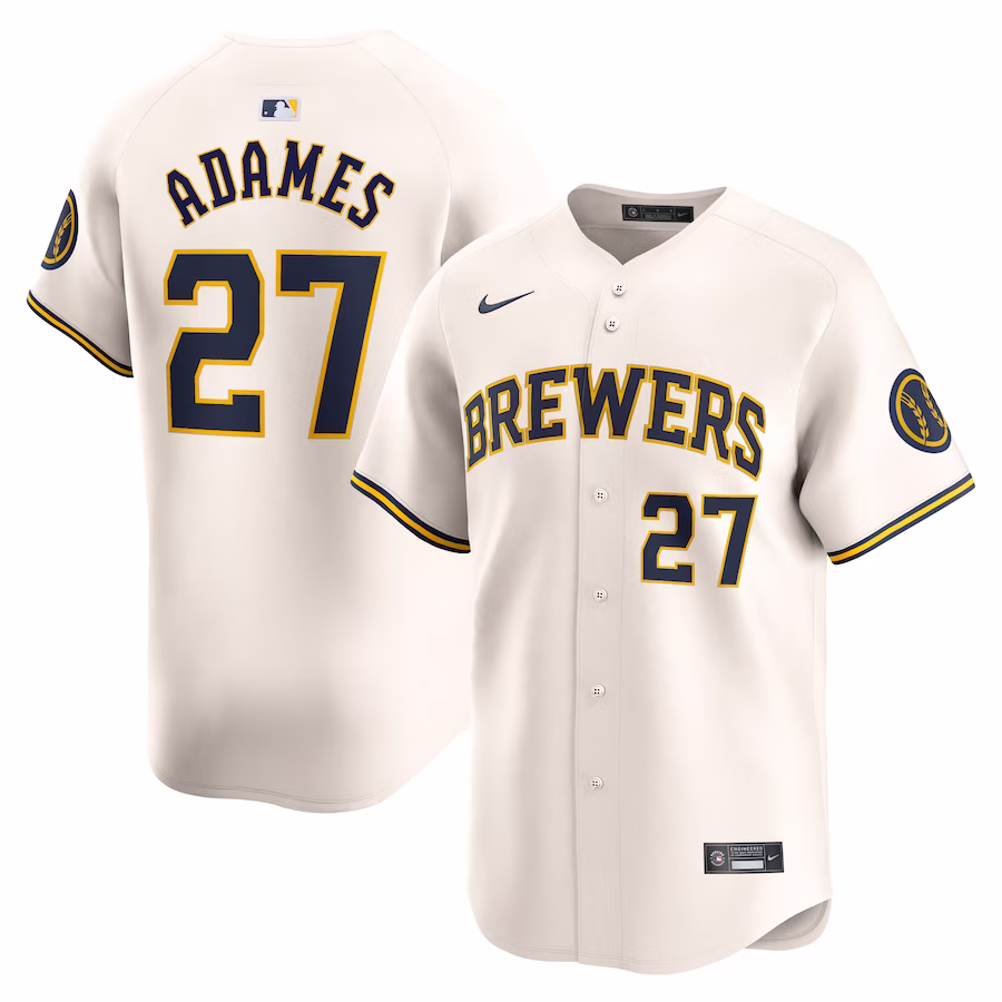 Men's Milwaukee Brewers Willy Adames Nike Cream Home Limited Player Jersey - Puhuasuan