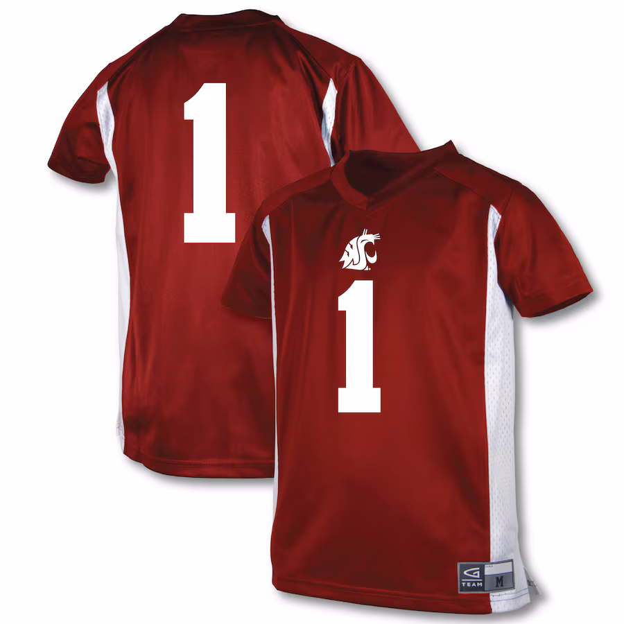 Youth Garb #1 Crimson Washington State Cougars Football Jersey - Puhuasuan