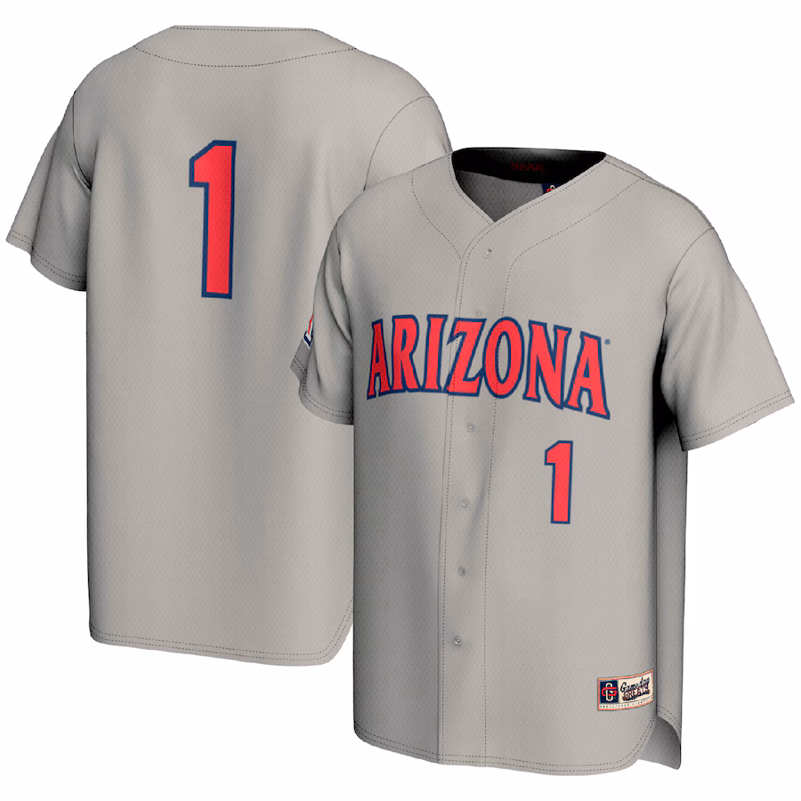 #1 Arizona Wildcats GameDay Greats Youth Lightweight Baseball Fashion Jersey - Gray - Puhuasuan