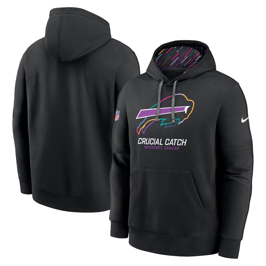 Men's Buffalo Bills Nike Black 2024 NFL Crucial Catch Club Pullover Hoodie - Puhuasuan