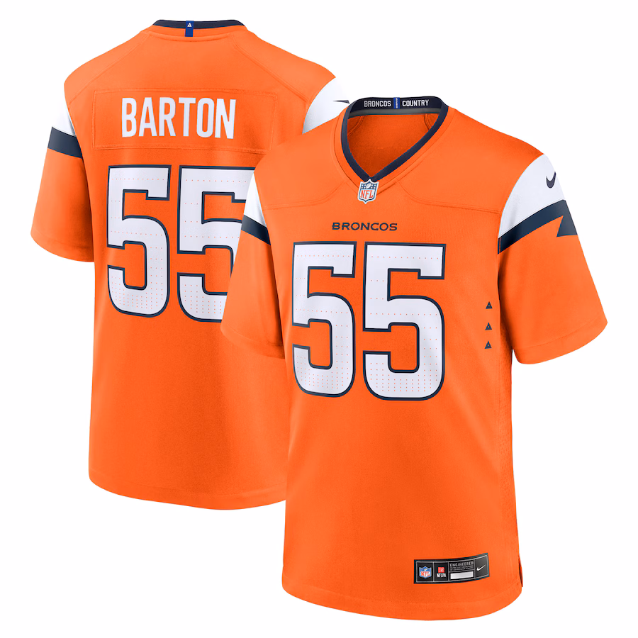 Men's Denver Broncos Cody Barton Nike  Orange Game Jersey - Puhuasuan