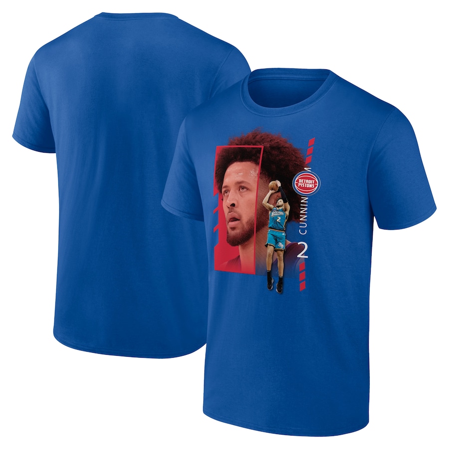 Men's Detroit Pistons Cade Cunningham Royal Jump Pass T-Shirt - Puhuasuan