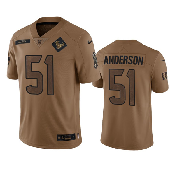 Men's Houston Texans #51 Will Anderson Jr. 2023 Brown Salute To Service Limited Football Stitched Jersey - Puhuasuan