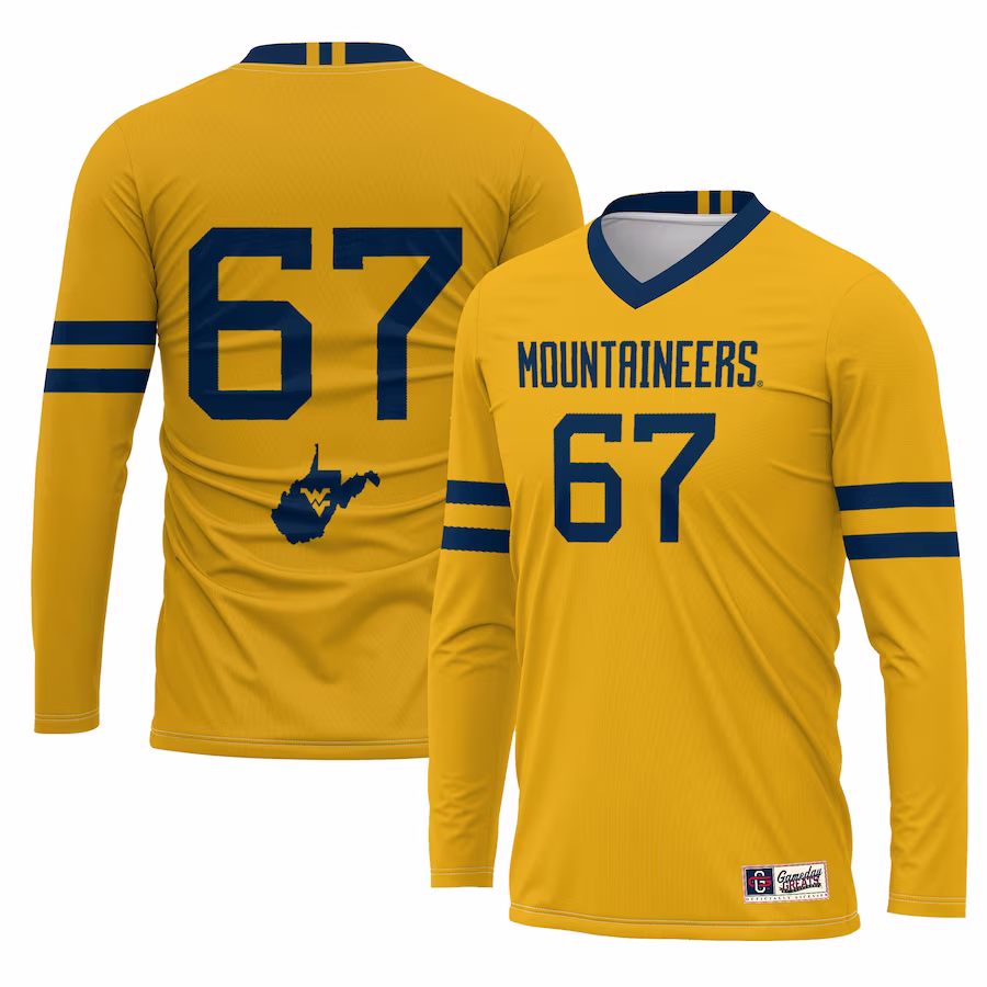 #1 West Virginia Mountaineers GameDay Greats Unisex Lightweight Volleyball Jersey - Gold - Puhuasuan