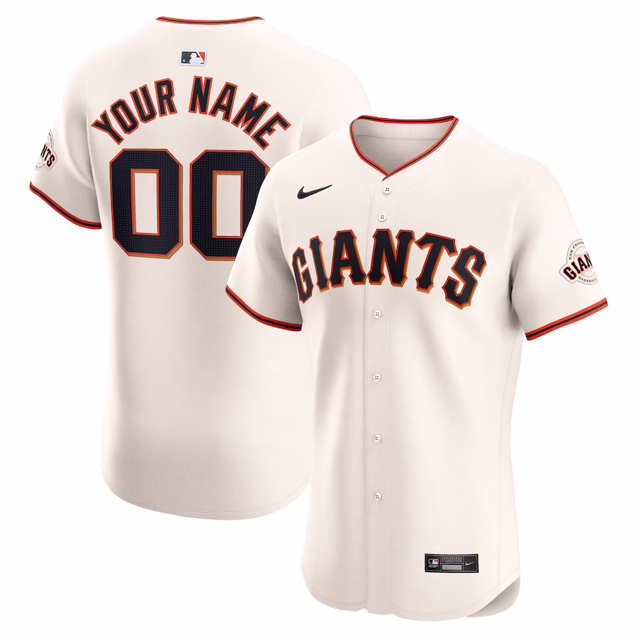 Men's San Francisco Giants Nike Cream Home Elite Custom Jersey - Puhuasuan