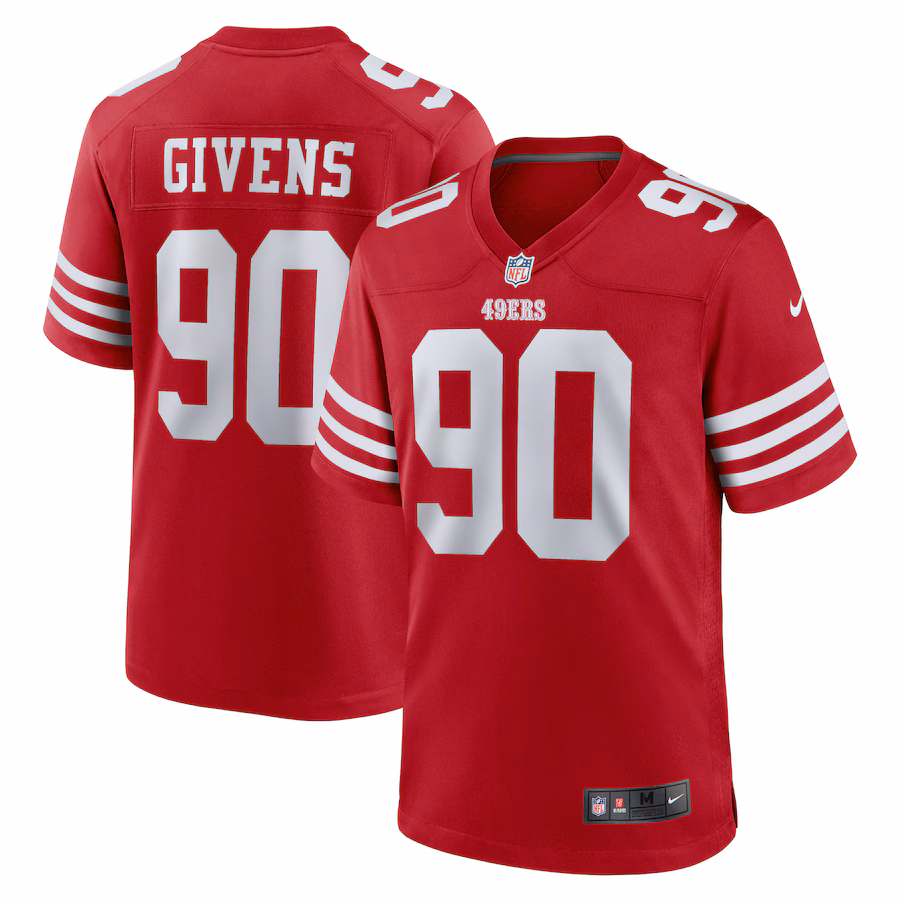 Men's San Francisco 49ers Kevin Givens Nike Scarlet Game Jersey - Puhuasuan