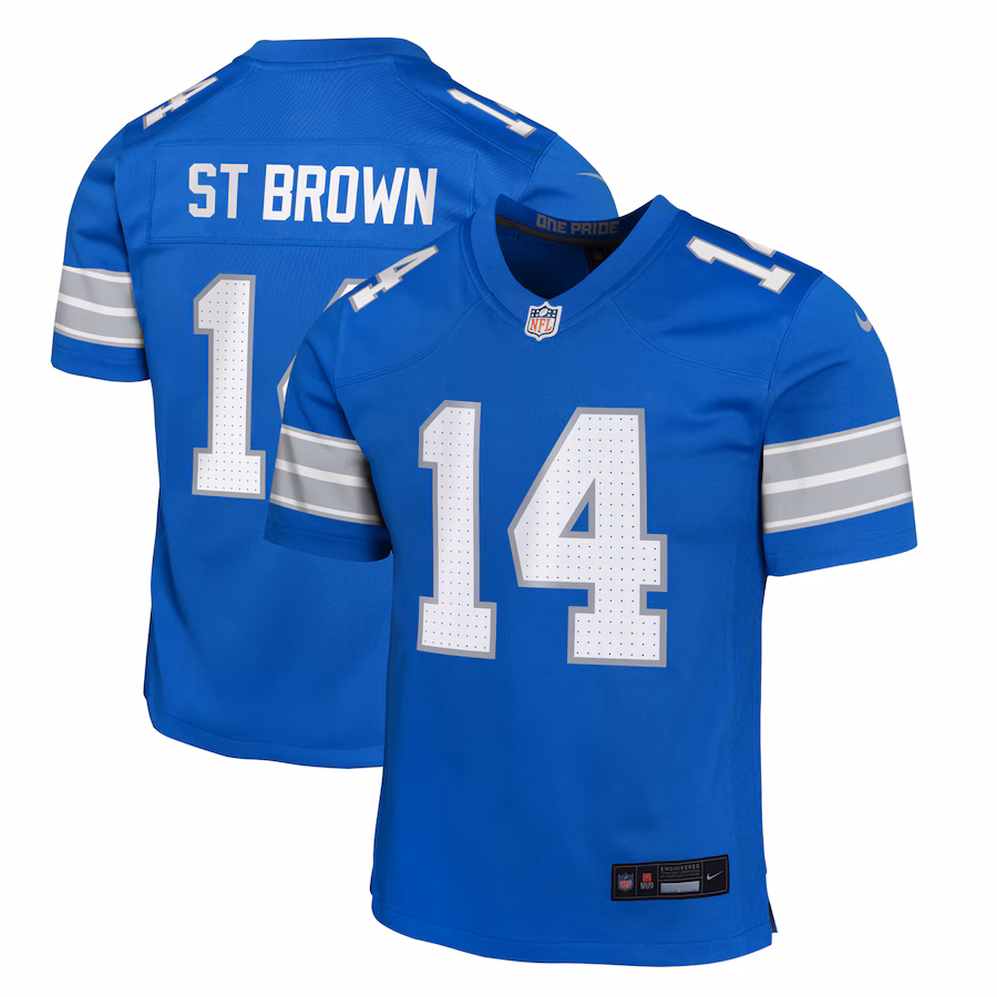 Youth Detroit Lions Amon-Ra St. Brown Nike Blue Team Player Game Jersey - Puhuasuan