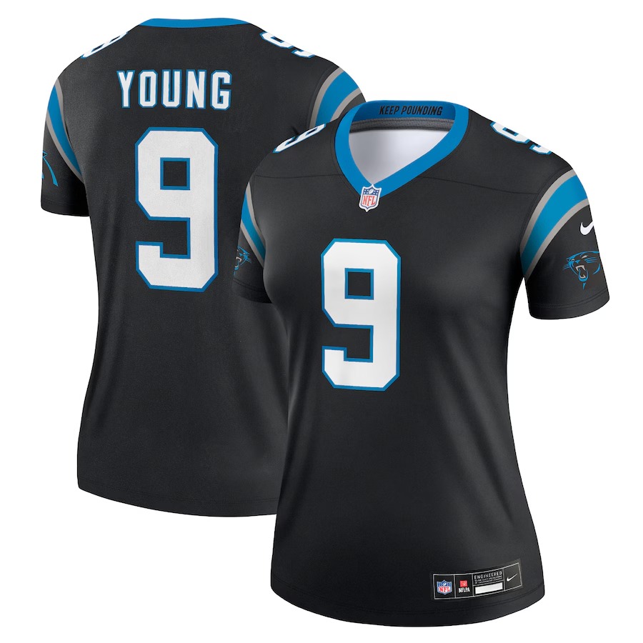 Women's Carolina Panthers Bryce Young Nike Black Legend Player Performance Top - Puhuasuan