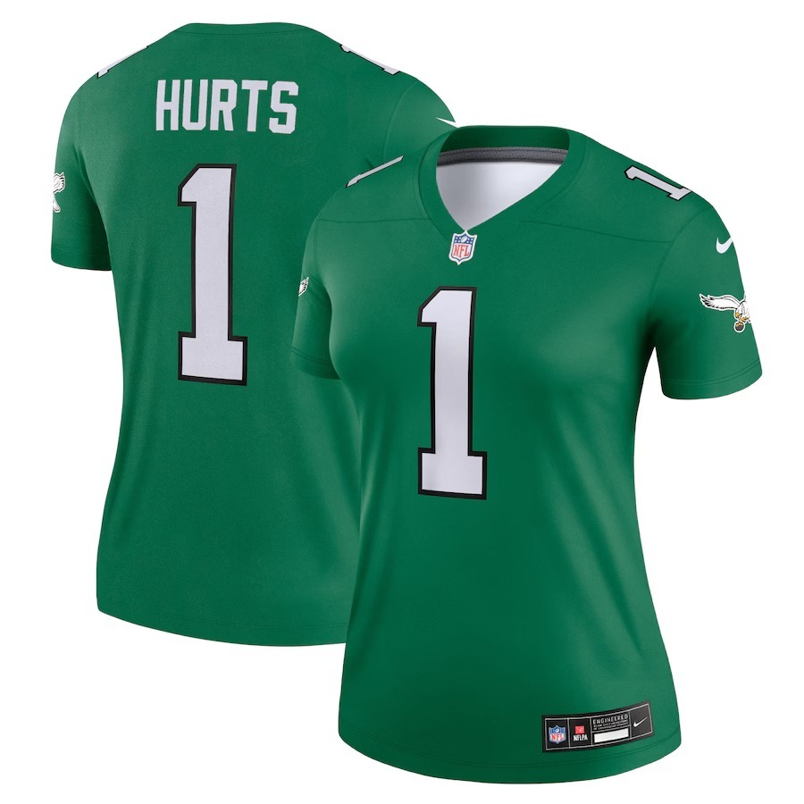 Women's Philadelphia Eagles Jalen Hurts Nike Kelly Green Alternate Legend Player Performance Top - Puhuasuan