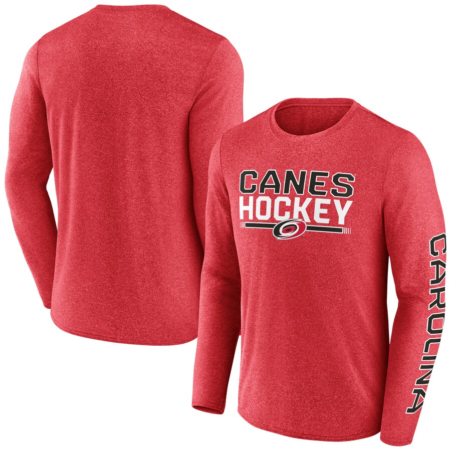Men's Carolina Hurricanes Fanatics Heather Red Sweep Iconic Synthetic Long Sleeve T-Shirt - Puhuasuan