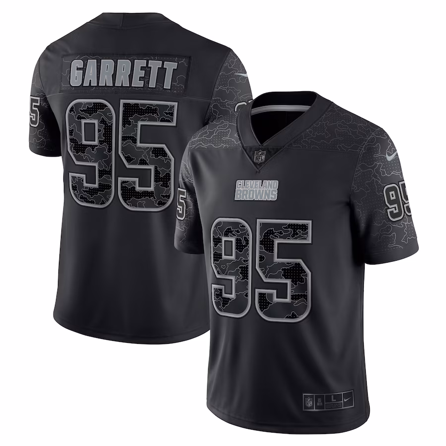 Men's Cleveland Browns Myles Garrett Nike Black RFLCTV Limited Jersey - Puhuasuan