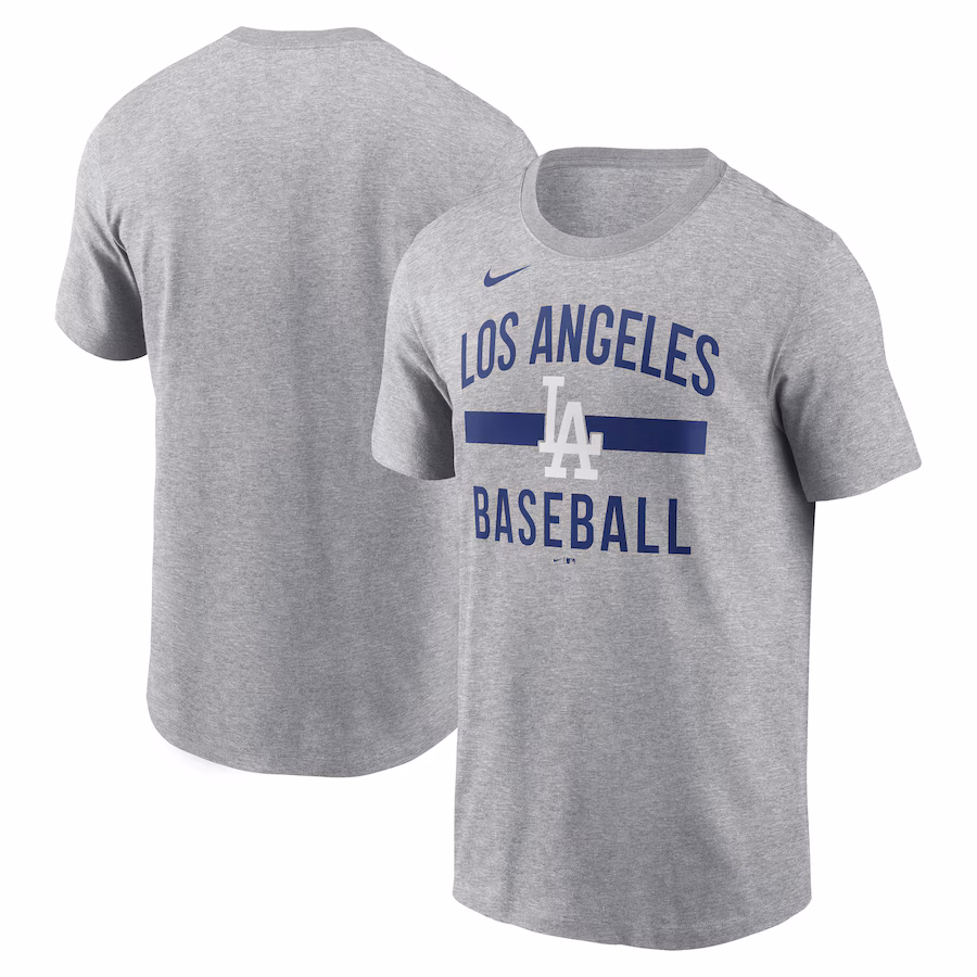 Men's Los Angeles Dodgers Nike Heather Gray Arched T-Shirt - Puhuasuan