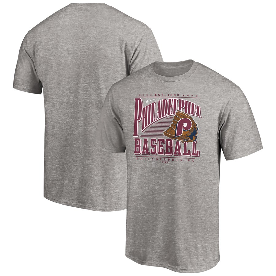 Men's Philadelphia Phillies Heather Gray Cooperstown Collection Winning Time T-Shirt - Puhuasuan