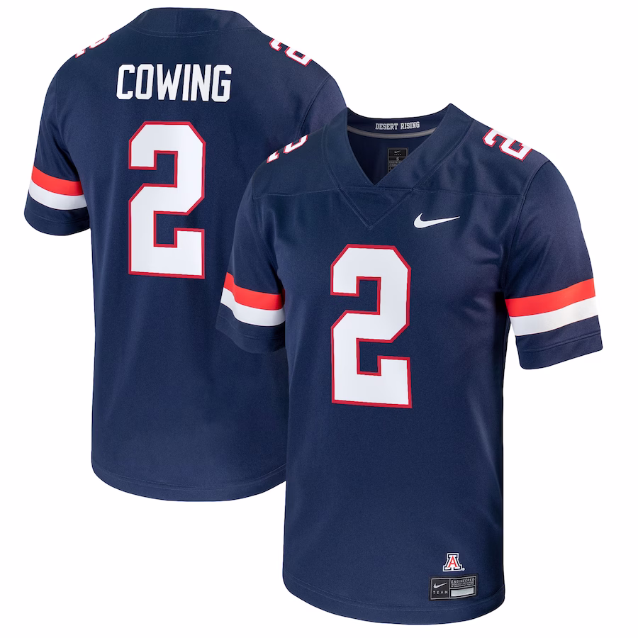 Jacob Cowing Arizona Wildcats Nike NIL Replica Football Jersey - Navy - Puhuasuan