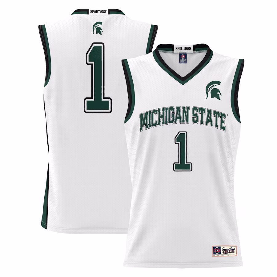 #1 Michigan State Spartans GameDay Greats Youth Lightweight Basketball Jersey - White - Puhuasuan