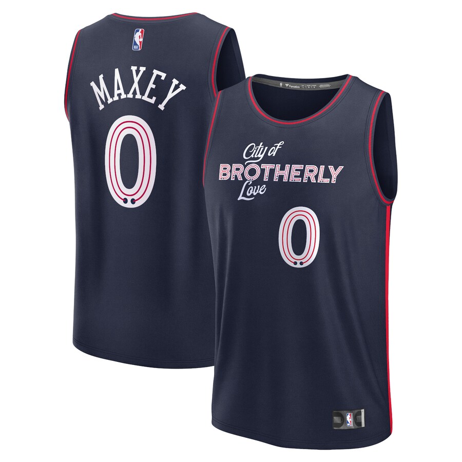 Youth Philadelphia 76ers Tyrese Maxey Fanatics Navy 2023/24 Fast Break Jersey - City Edition - Puhuasuan
