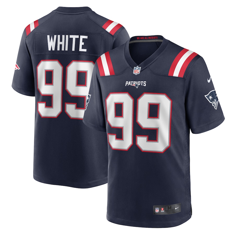 Men's New England Patriots Keion White Nike  Navy Team Game Jersey - Puhuasuan