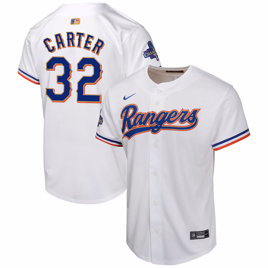 Youth Texas Rangers Evan Carter Nike White 2024 Gold Collection Limited Player Jersey - Puhuasuan