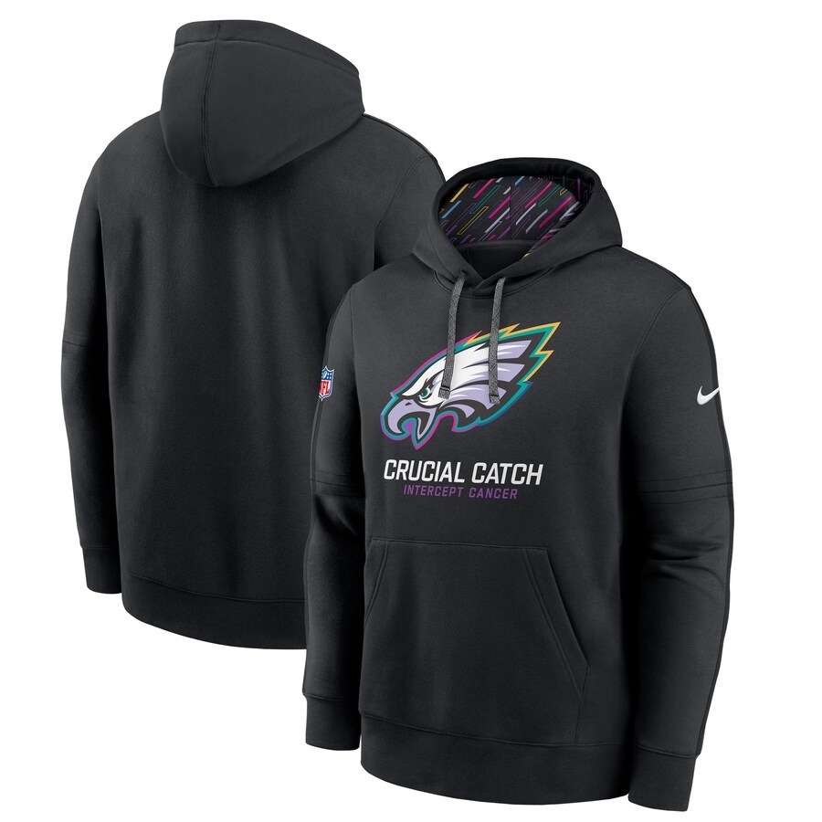 Men's Philadelphia Eagles Nike Black 2024 NFL Crucial Catch Big & Tall Club Pullover Hoodie - Puhuasuan